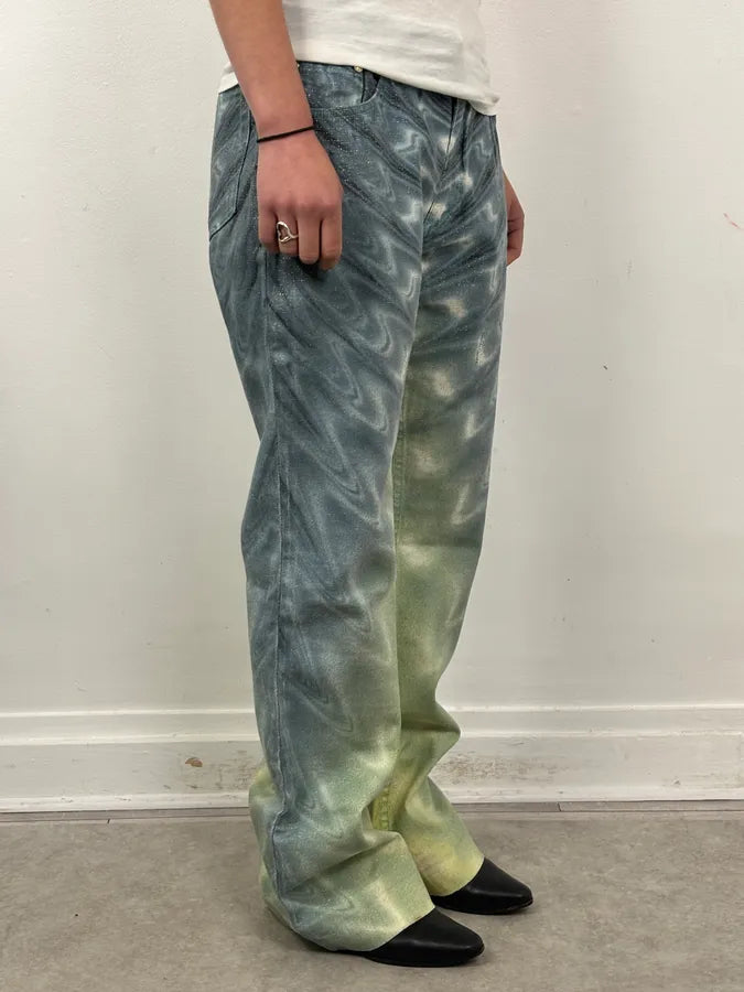 SS2001 Roberto Cavalli Blue Denim Glitter Gradient Jeans tcTlpzh 2