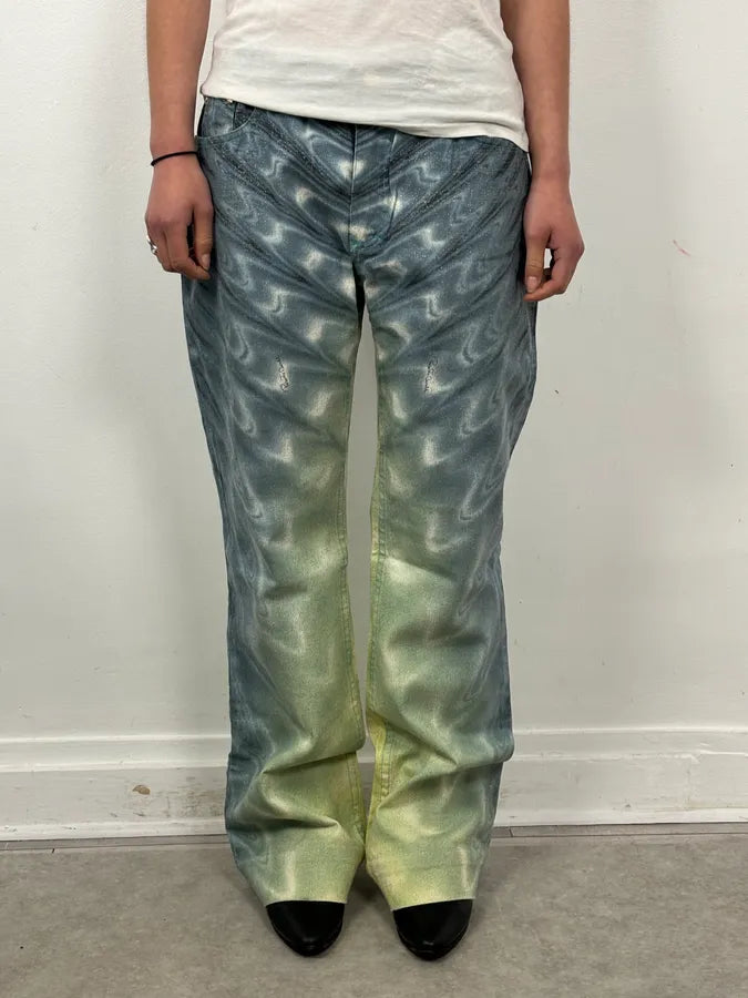 SS2001 Roberto Cavalli Blue Denim Glitter Gradient Jeans tcTlpzh 1
