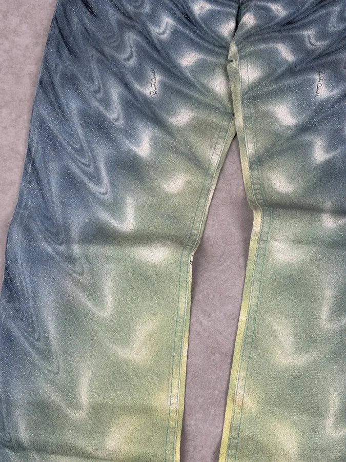 SS2001 Roberto Cavalli Blue Denim Glitter Gradient Jeans tcTlpzh 9