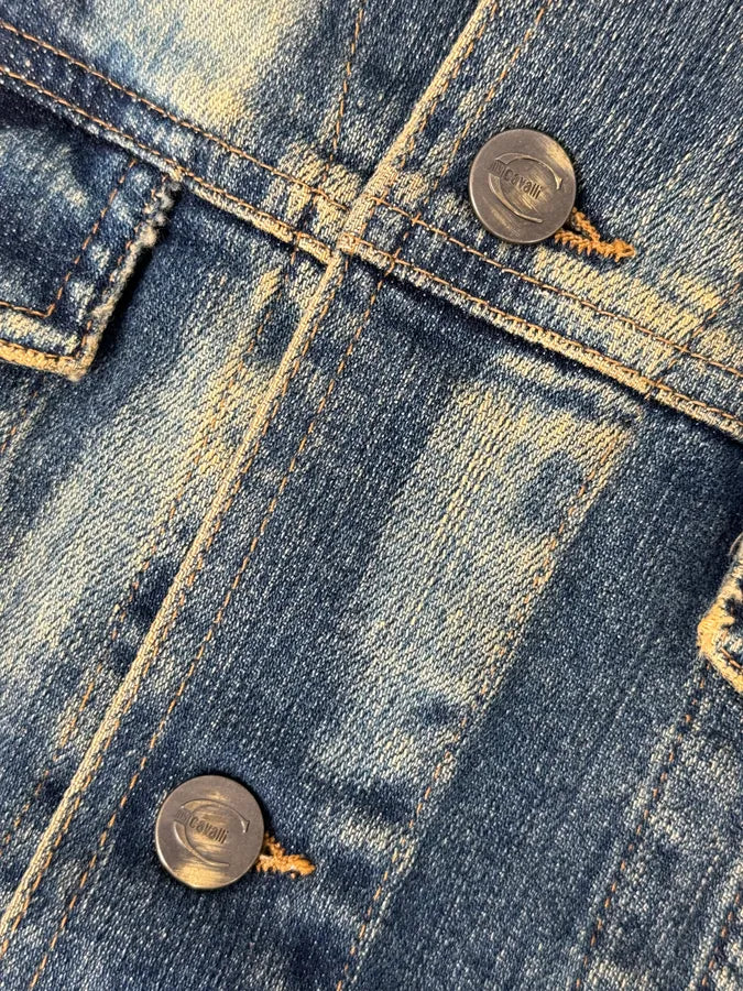 2000s Cavalli Blue Studded Denim Jacket WTQZNbe 8