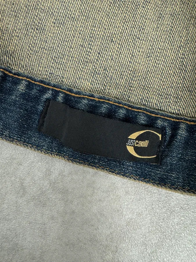 2000s Cavalli Blue Studded Denim Jacket WTQZNbe 11