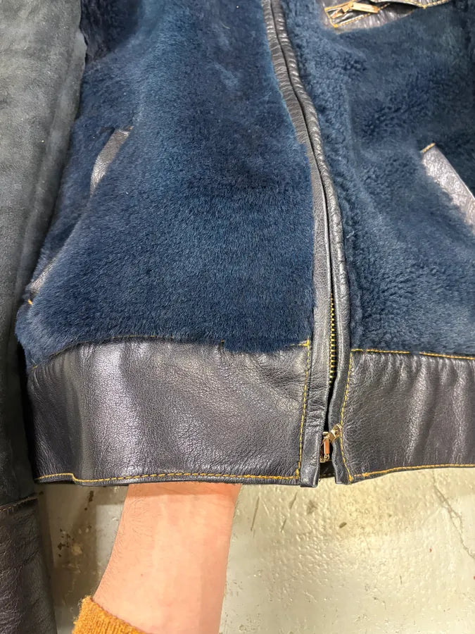 2000s Roberto Cavalli Blue Fur Shearling Jacket glPfYOI 8