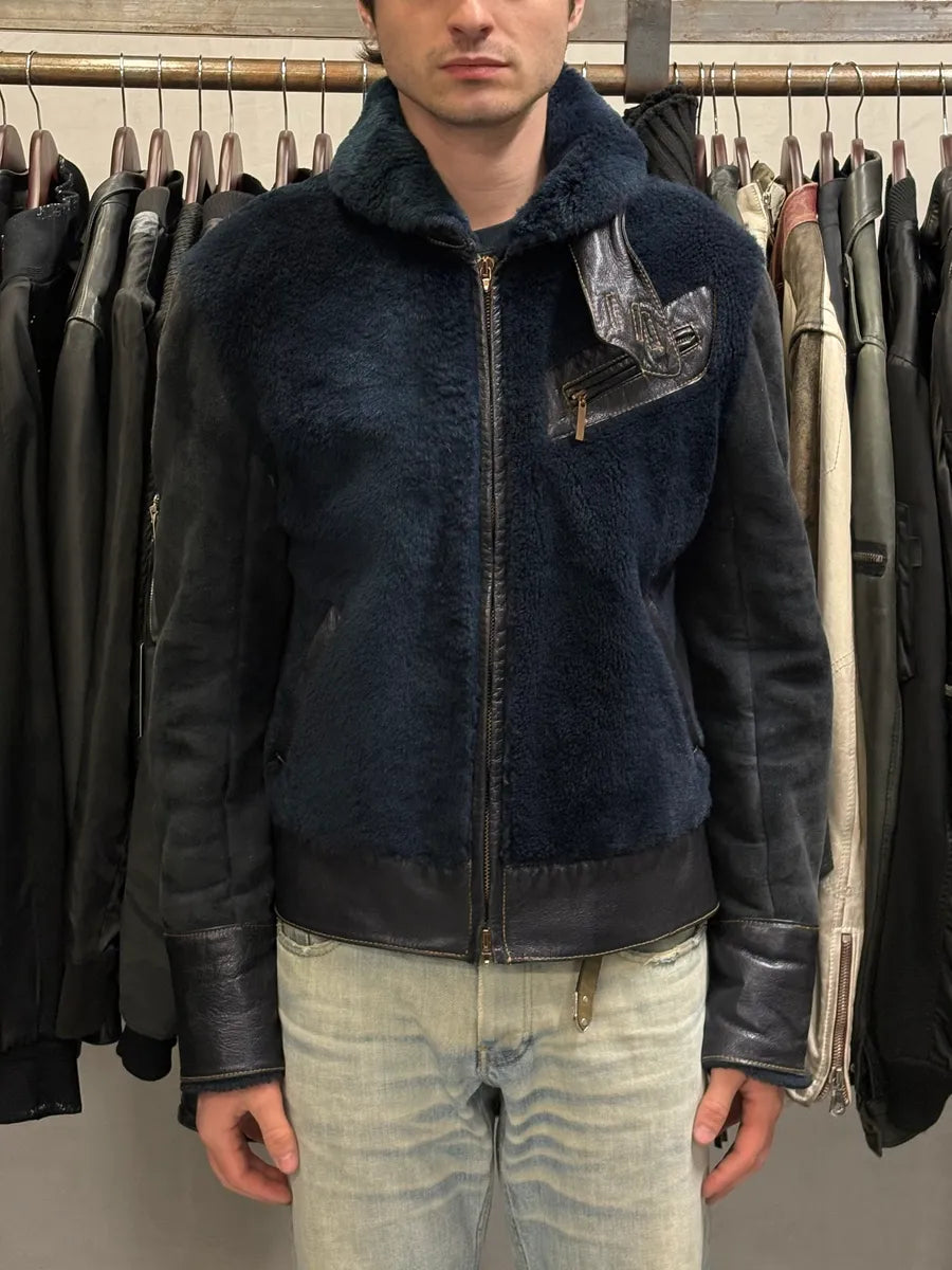 2000s Roberto Cavalli Blue Fur Shearling Jacket glPfYOI 1