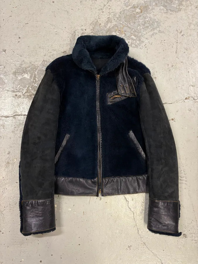 2000s Roberto Cavalli Blue Fur Shearling Jacket glPfYOI 0