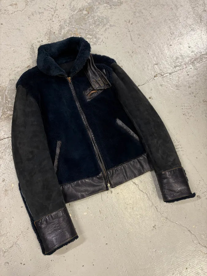 2000s Roberto Cavalli Blue Fur Shearling Jacket glPfYOI 3