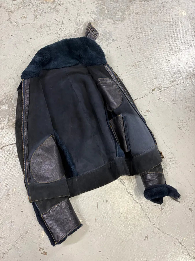 2000s Roberto Cavalli Blue Fur Shearling Jacket glPfYOI 6
