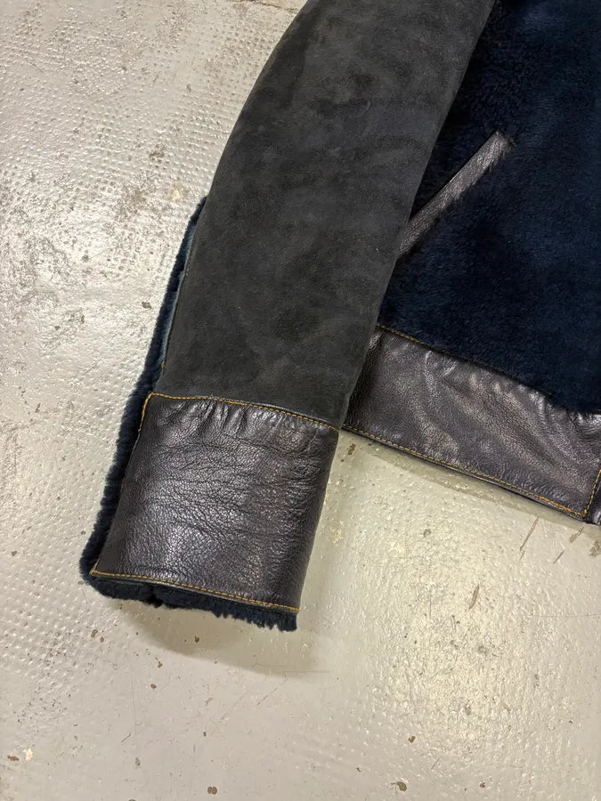 2000s Roberto Cavalli Blue Fur Shearling Jacket glPfYOI 7
