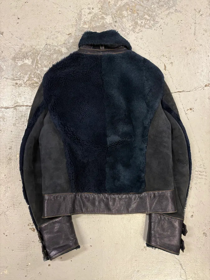 2000s Roberto Cavalli Blue Fur Shearling Jacket glPfYOI 5