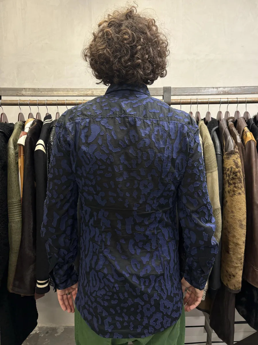 2000s Roberto Cavalli Blue Geometrical Patchwork Black Shirt (S) tsUZCGi 4