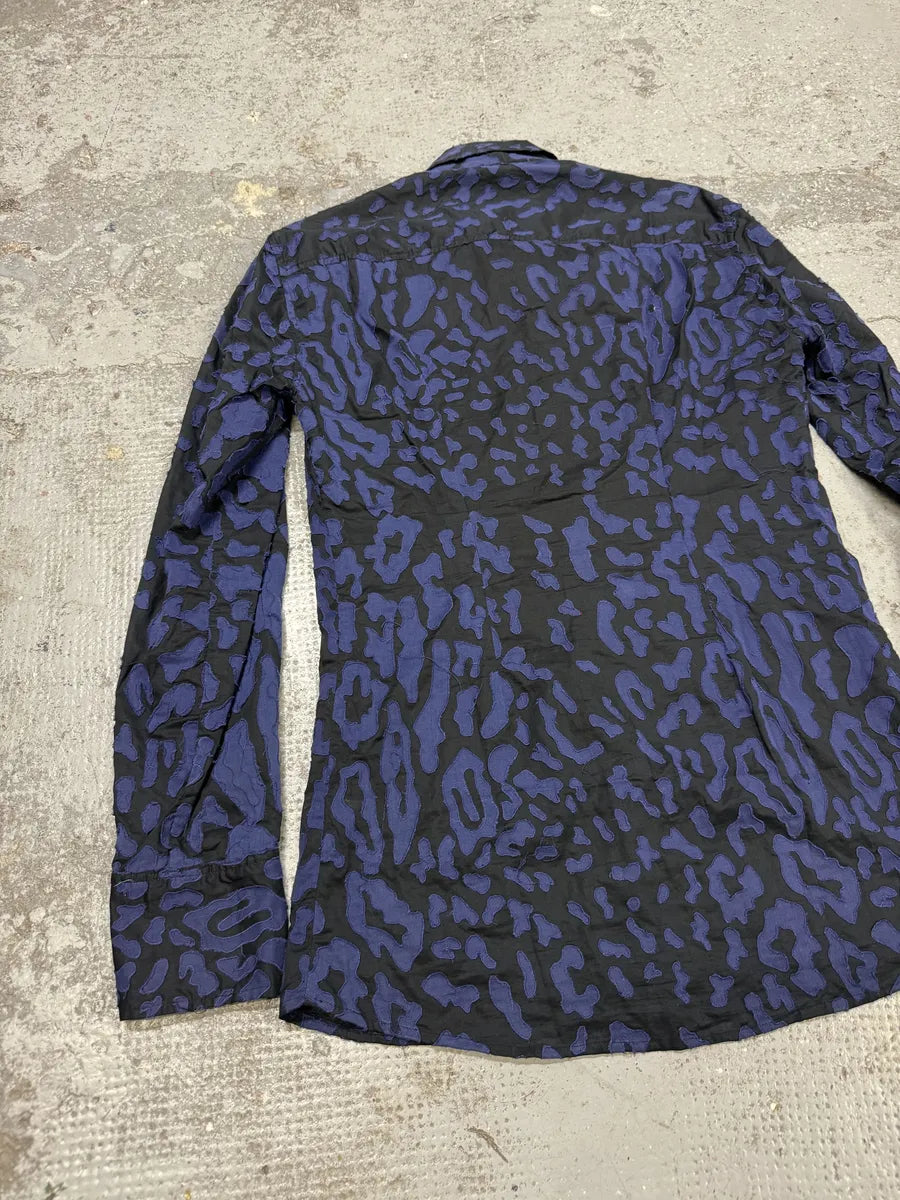 2000s Roberto Cavalli Blue Geometrical Patchwork Black Shirt (S) tsUZCGi 7