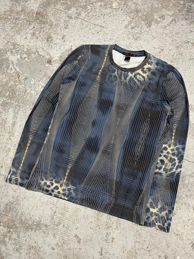 2000s Roberto Cavalli Blue Leopard Abstract Effect Longsleeves (S) mEfwFlb 3