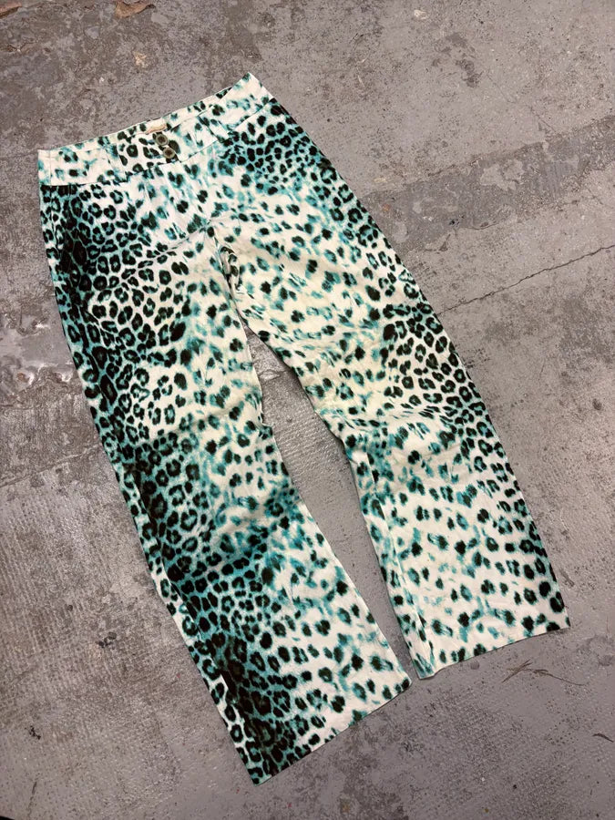 2000s Roberto Cavalli Blue Leopard Pants XfnWhrx 4