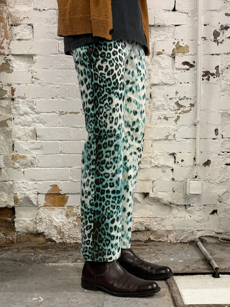 2000s Roberto Cavalli Blue Leopard Pants XfnWhrx 2