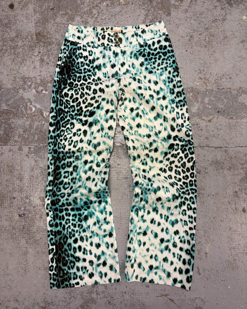 2000s Roberto Cavalli Blue Leopard Pants XfnWhrx 0