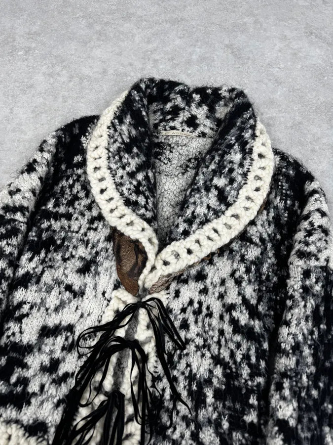 2000s Roberto Cavalli Black & White Leopard Wool Cardigan Jacket NZtyOGS 4