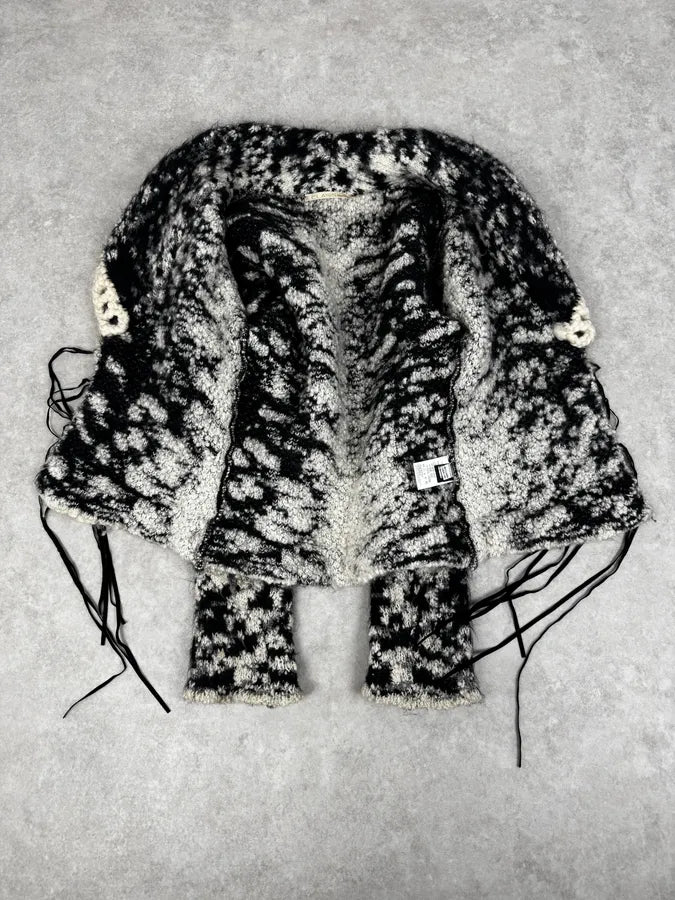 2000s Roberto Cavalli Black & White Leopard Wool Cardigan Jacket NZtyOGS 7