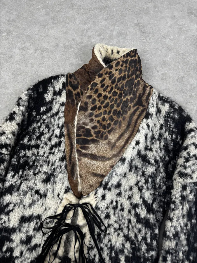 2000s Roberto Cavalli Black & White Leopard Wool Cardigan Jacket NZtyOGS 5