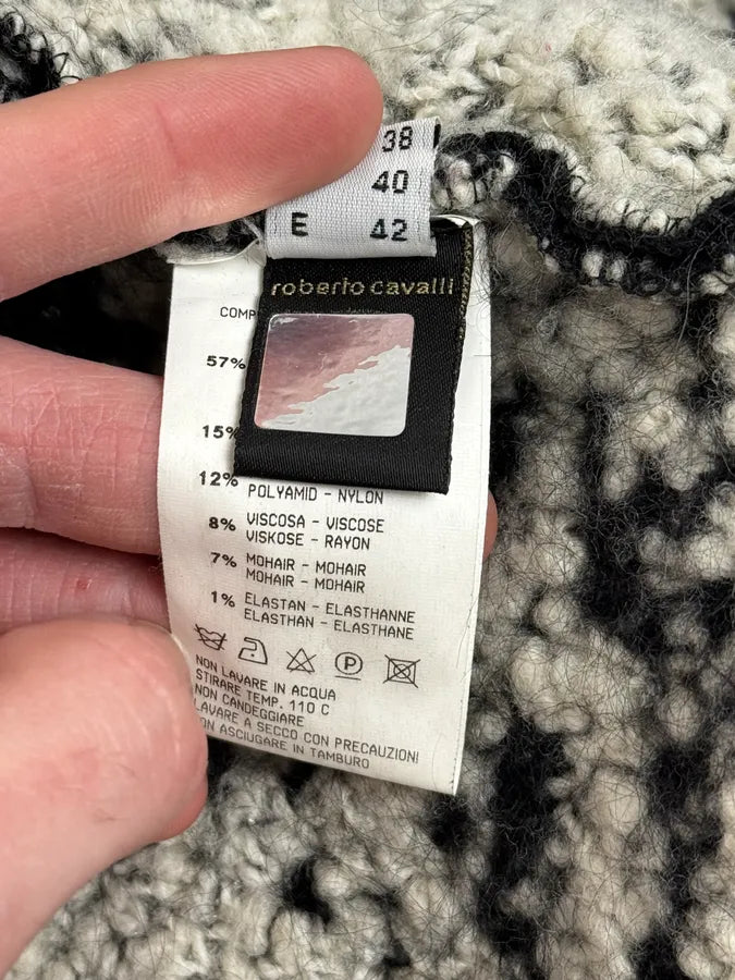 2000s Roberto Cavalli Black & White Leopard Wool Cardigan Jacket NZtyOGS 13