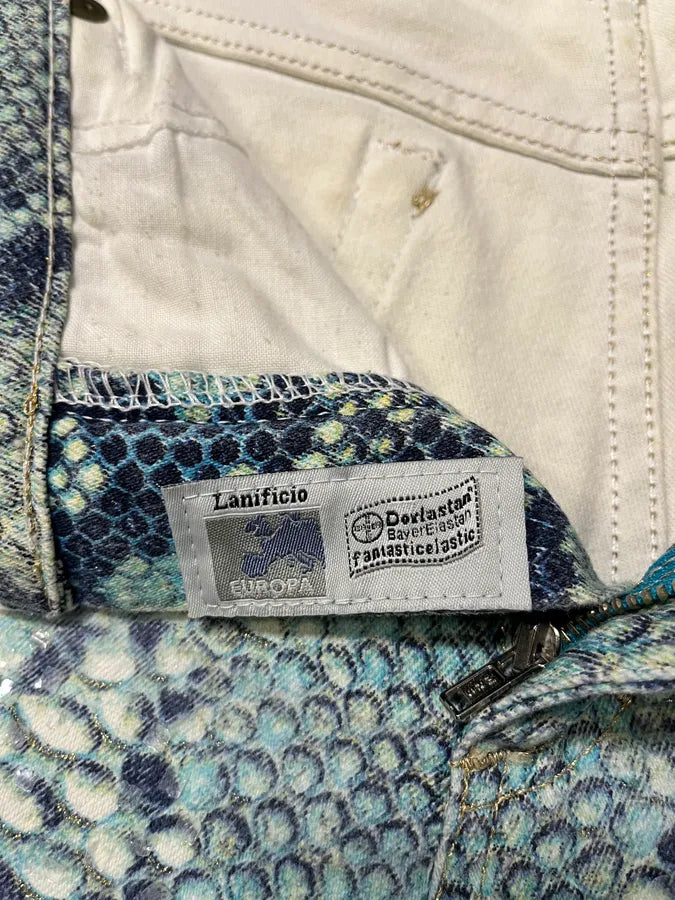 2000s Roberto Cavalli Blue Python Effect Pants doxaYHs 9