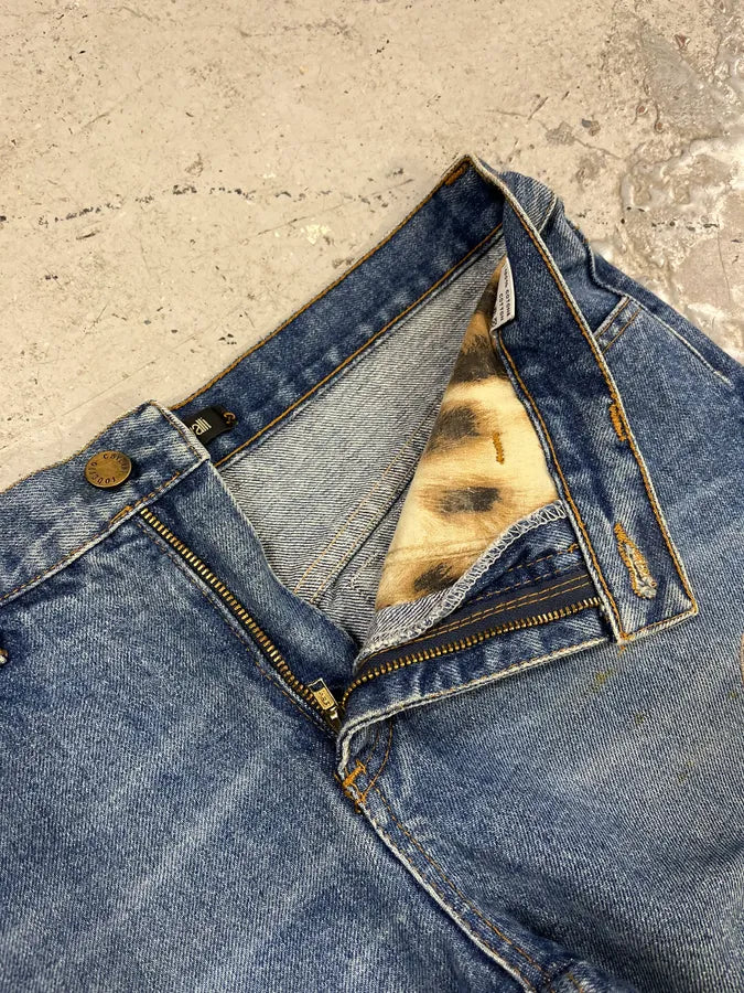 2000s Roberto Cavalli Blue Royal Lazer Cut Denim Jeans srafTpd 6