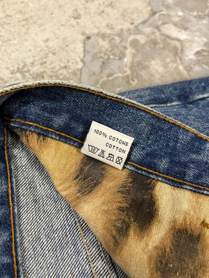 2000s Roberto Cavalli Blue Royal Lazer Cut Denim Jeans srafTpd 9