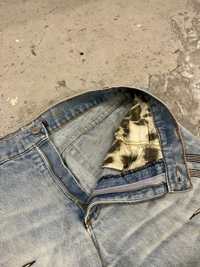 2000s Roberto Cavalli Blue Tribal Art Denim Jeans YwRunqx 8