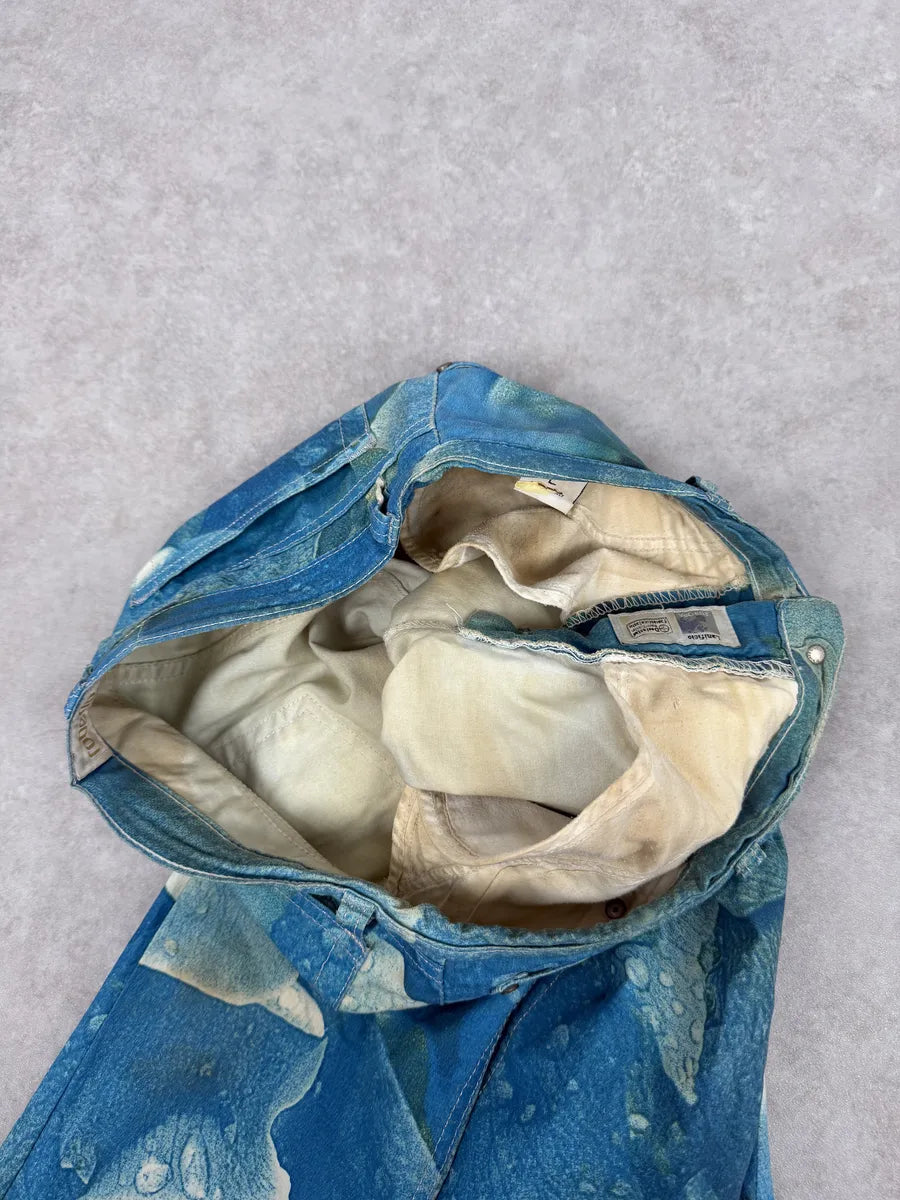 2000s Roberto Cavalli Blue Wet Leaves Print Pants cwaoJHQ 6