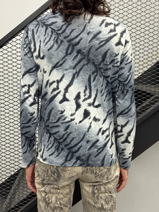 2000s Roberto Cavalli Blue White & Black Zebra Tie-Dye Longsleeve FroKvLQ 1