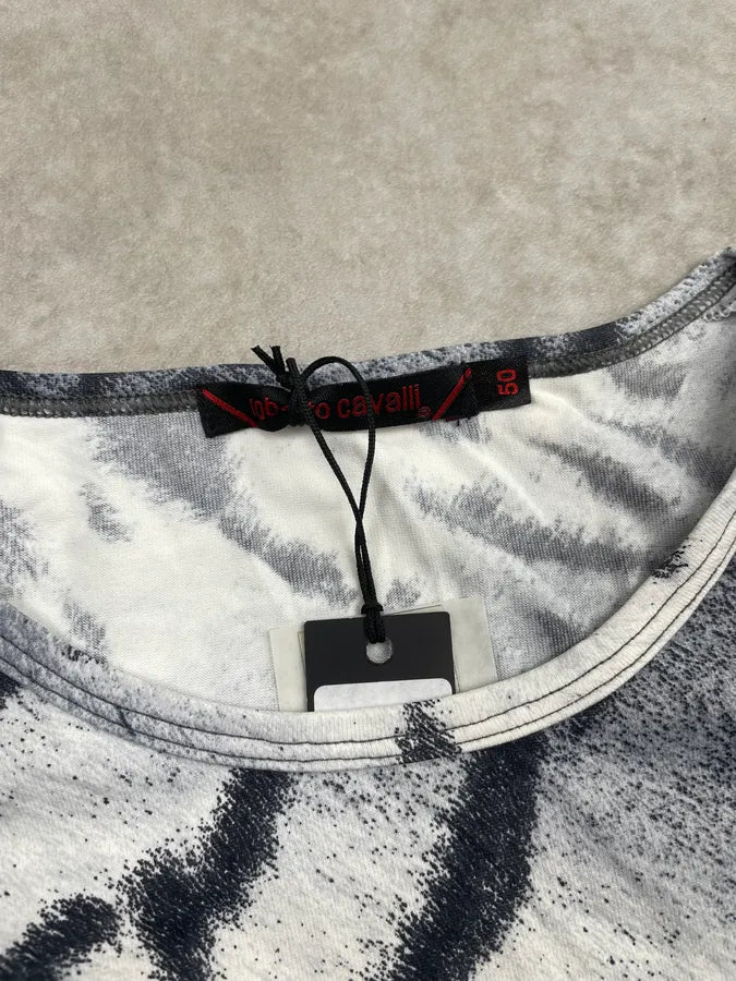 2000s Roberto Cavalli Blue White & Black Zebra Tie-Dye Longsleeve FroKvLQ 7