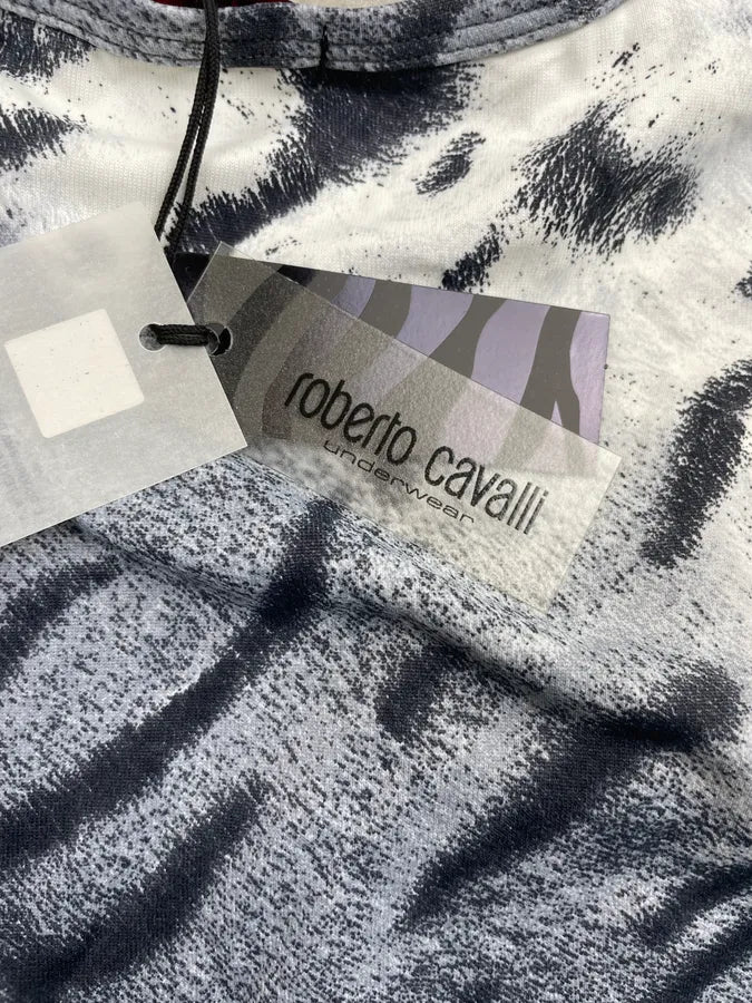 2000s Roberto Cavalli Blue White & Black Zebra Tie-Dye Longsleeve FroKvLQ 8