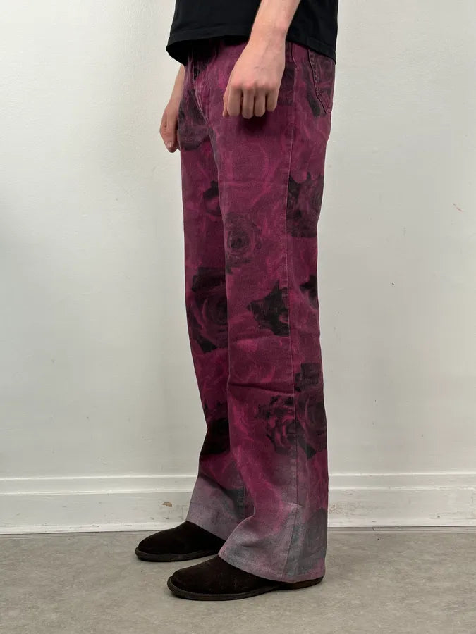 2000s Roberto Cavalli Purple Blossum Floral Pants EaCQUiz 2