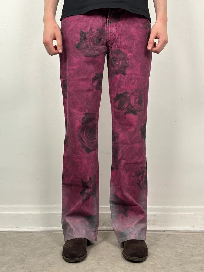 2000s Roberto Cavalli Purple Blossum Floral Pants EaCQUiz 1