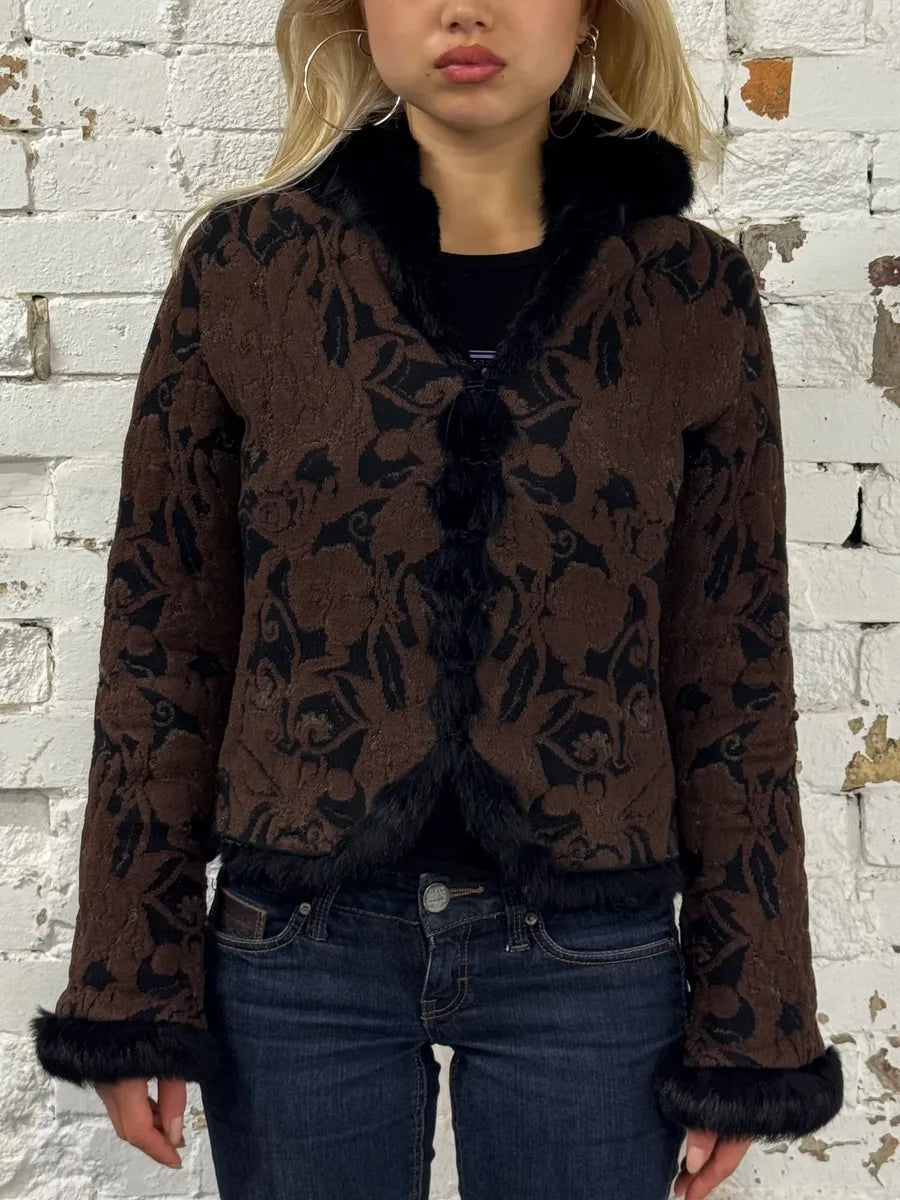 2000s Roberto Cavalli Brown & Black Cardigan Sweater EUbpVGb 0