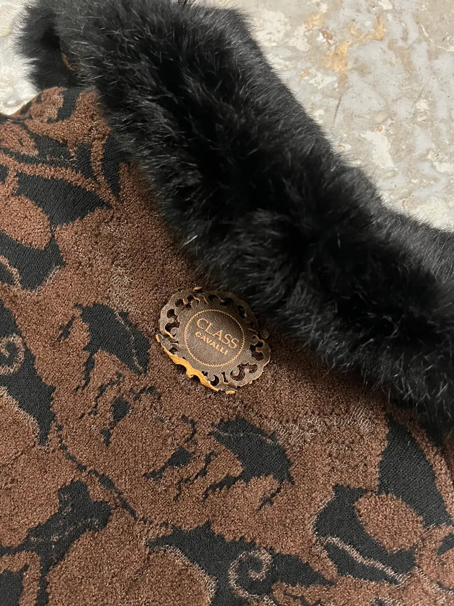 2000s Roberto Cavalli Brown & Black Cardigan Sweater EUbpVGb 6