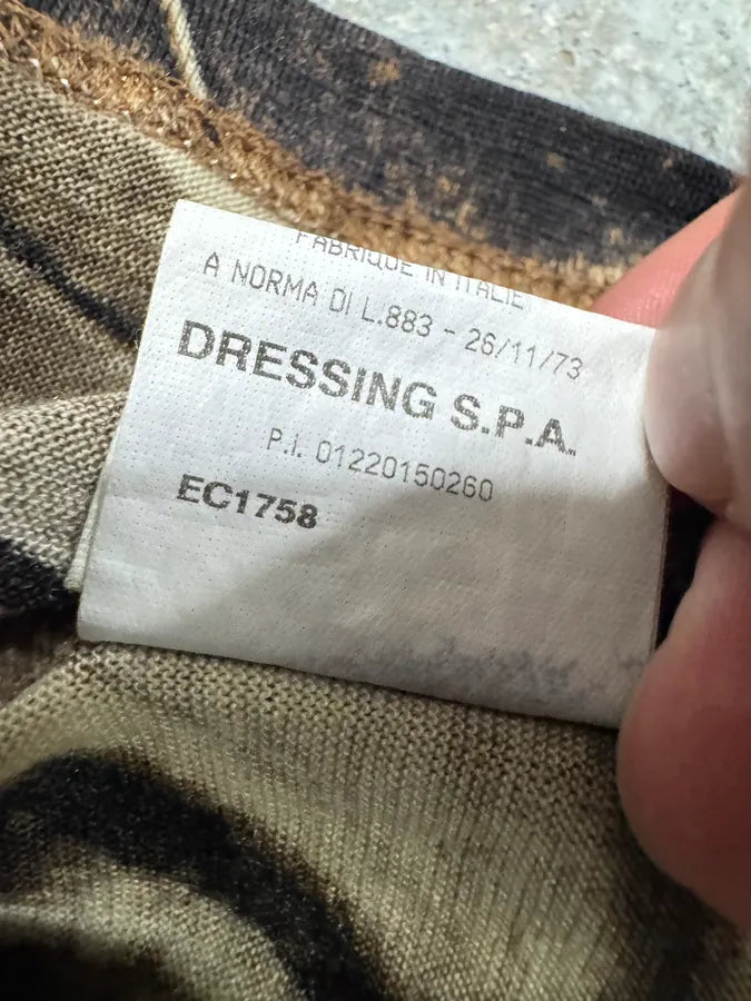 2000s Roberto Cavalli Brown Abstract Effect Longsleeves Top (S) wGZyhmv 3