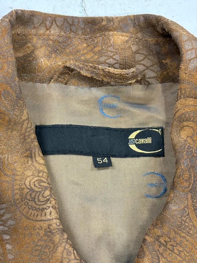 2000s Roberto Cavalli Brown Asian Dragon Leather Biker Jacket granfwp 10