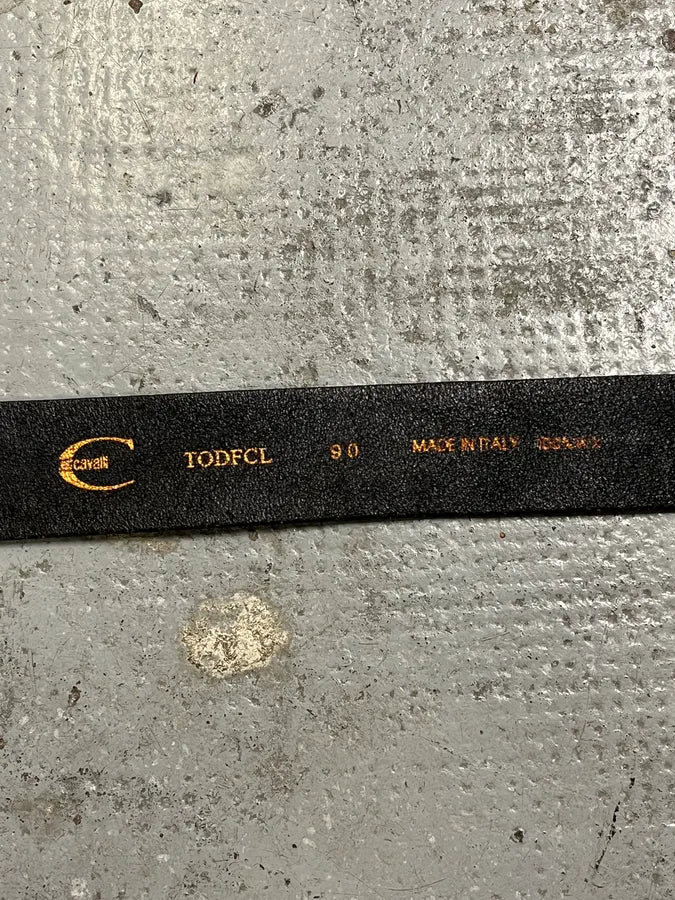 2000s Roberto Cavalli Brown Crocodile Effect Embossed Leather Belt KOfCVGO 7