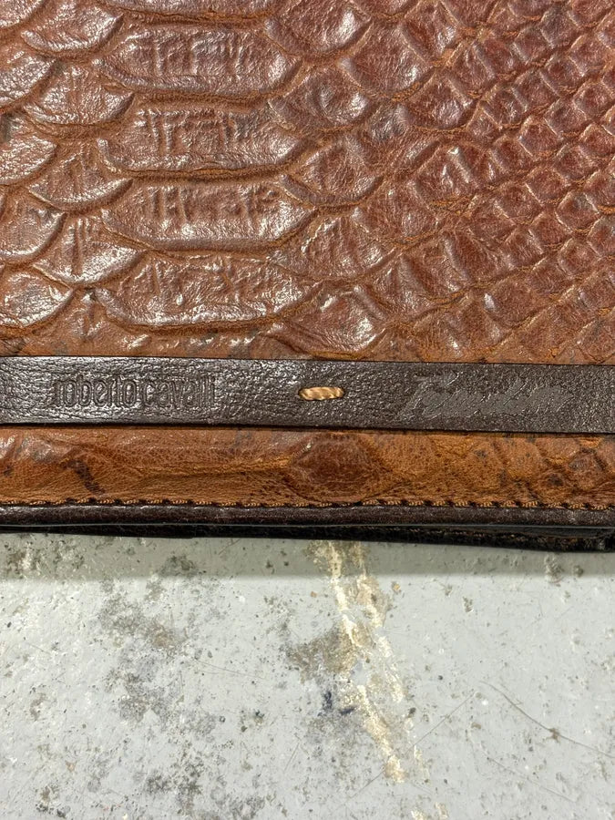 2000s Roberto Cavalli Brown Crocodile Effect Leather Wallet yXLKtQo 4