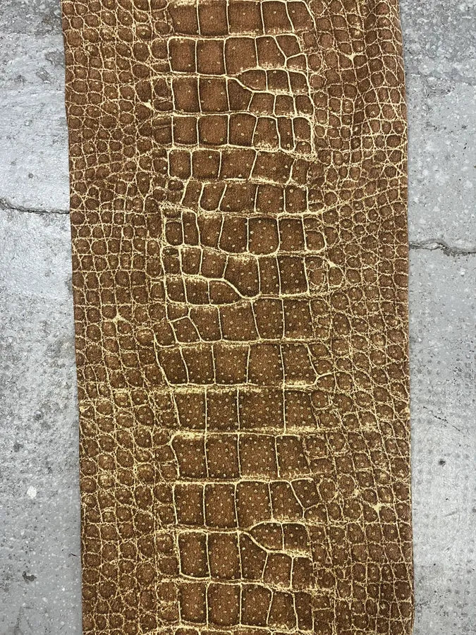 2000s Roberto Cavalli Brown Crocodile Effect Pants (M) 9
