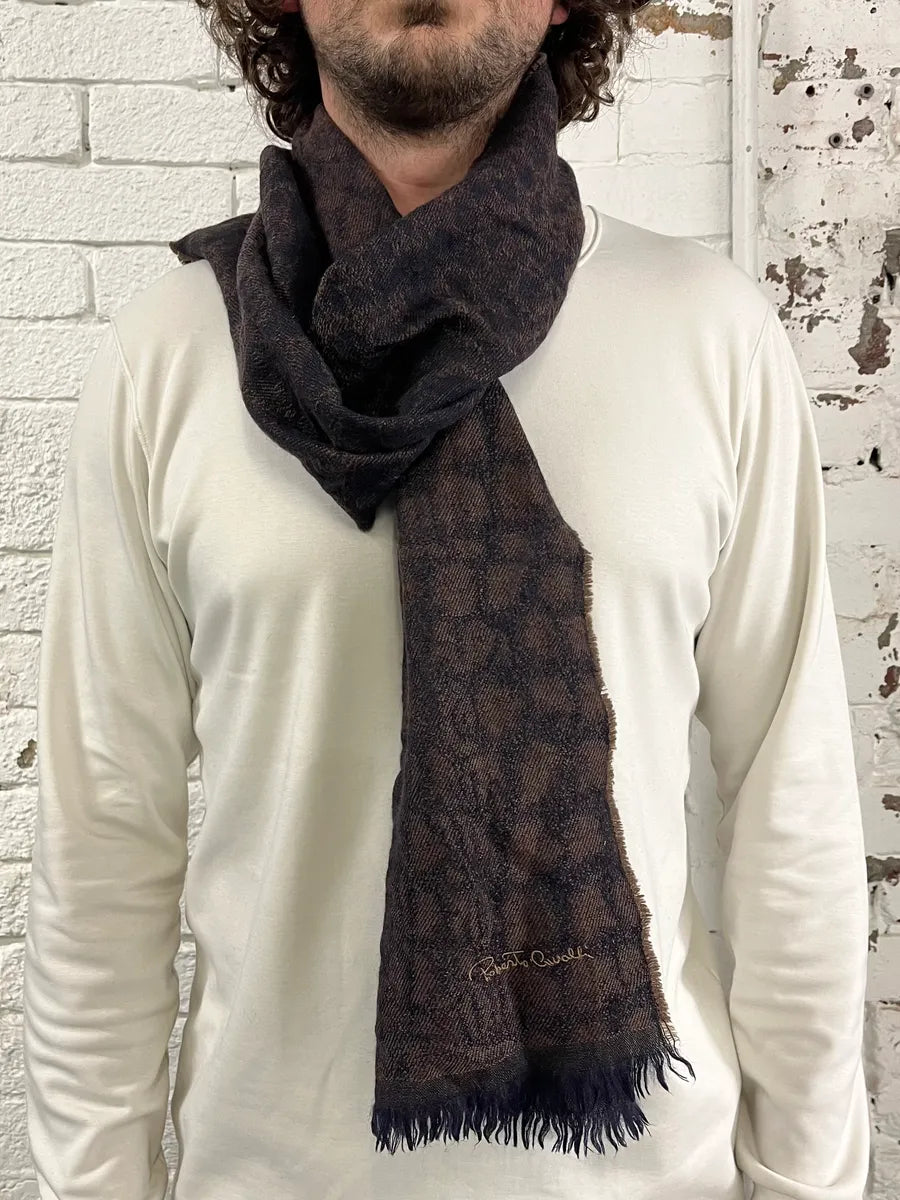 2000s Roberto Cavalli Brown Crocodile Wool Scarf GpDbrSt 0