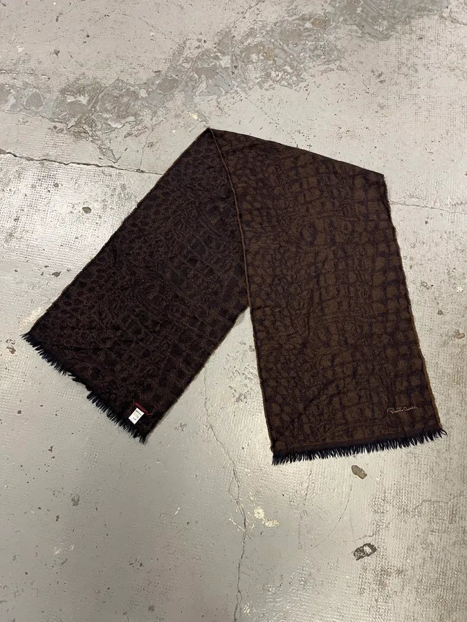 2000s Roberto Cavalli Brown Crocodile Wool Scarf GpDbrSt 1