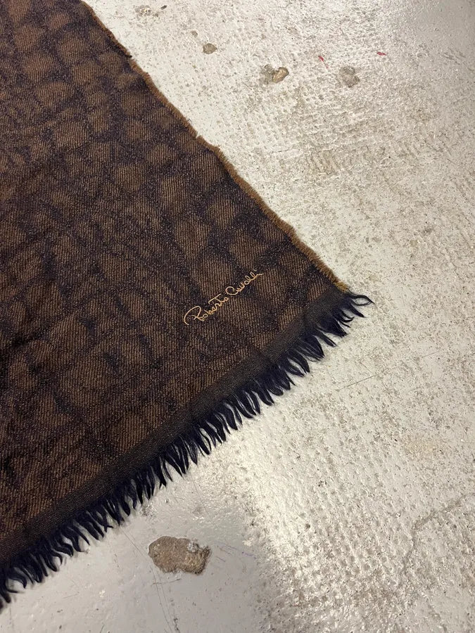 2000s Roberto Cavalli Brown Crocodile Wool Scarf GpDbrSt 3