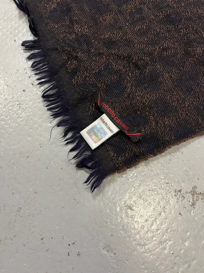 2000s Roberto Cavalli Brown Crocodile Wool Scarf GpDbrSt 4