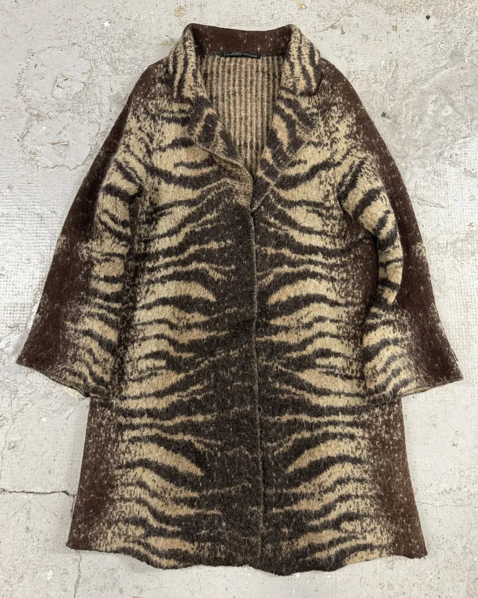 2000s Roberto Cavalli Brown Electric Safari Long Mohair Cardigan (M/L) 0