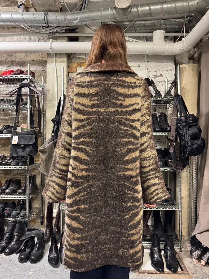 2000s Roberto Cavalli Brown Electric Safari Long Mohair Cardigan (M/L) 2