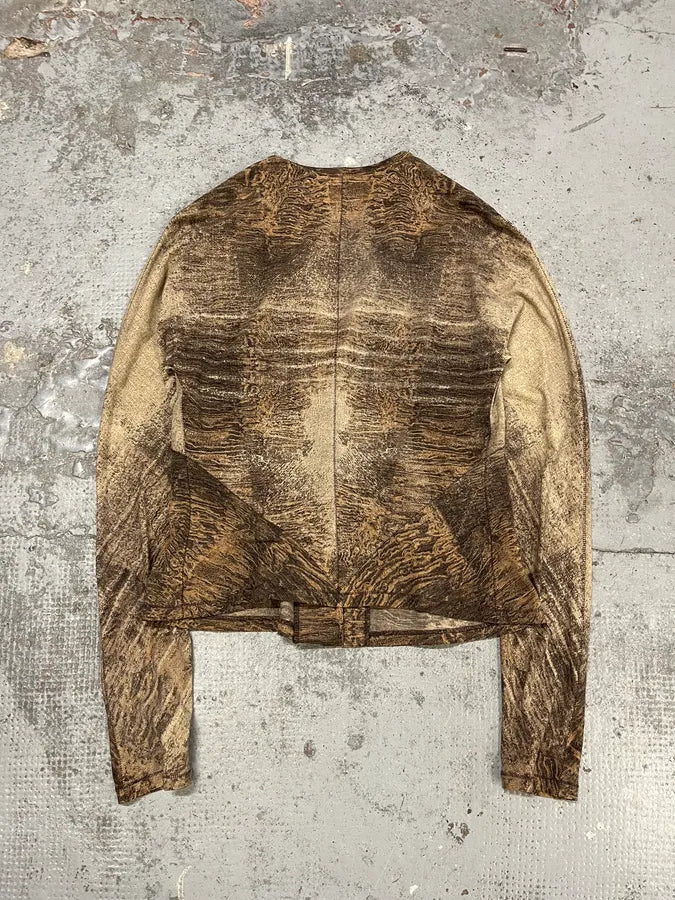 2000s Roberto Cavalli Brown Eroded Effect Cardigan  cSgyjcy 1