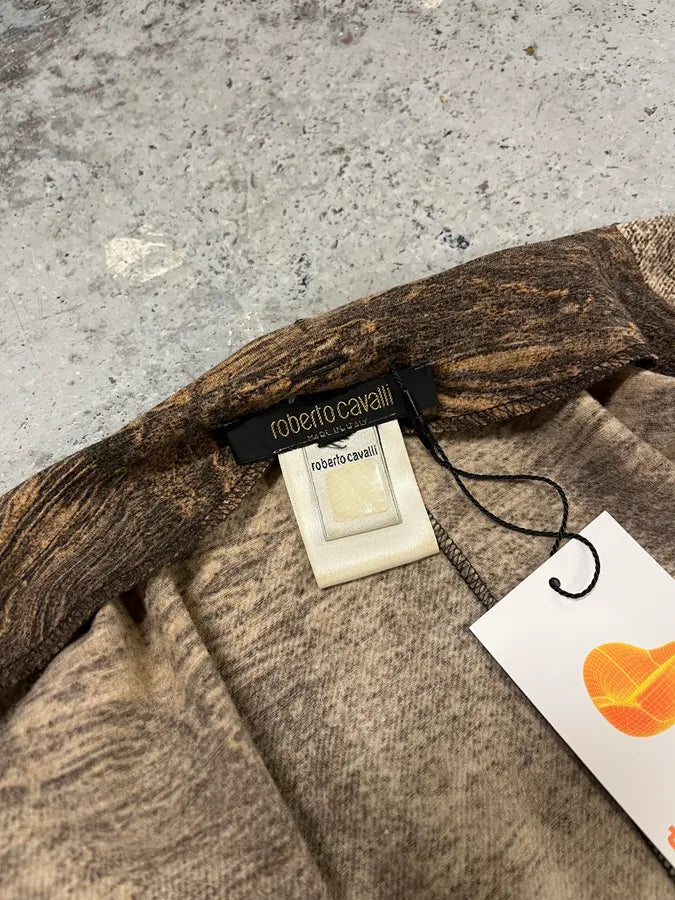 2000s Roberto Cavalli Brown Eroded Effect Cardigan  cSgyjcy 6