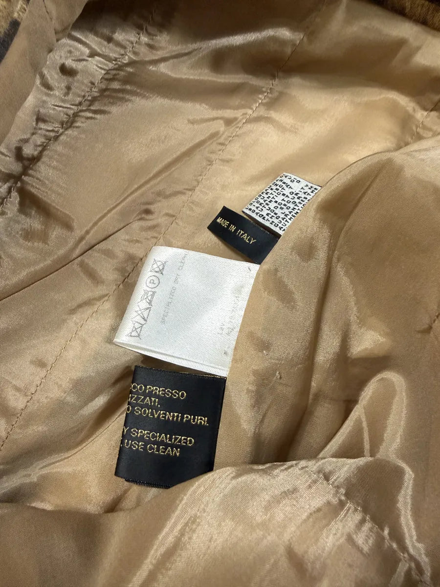 2000s Roberto Cavalli Brown Eroded Leather Skirt AAqsIHz 8