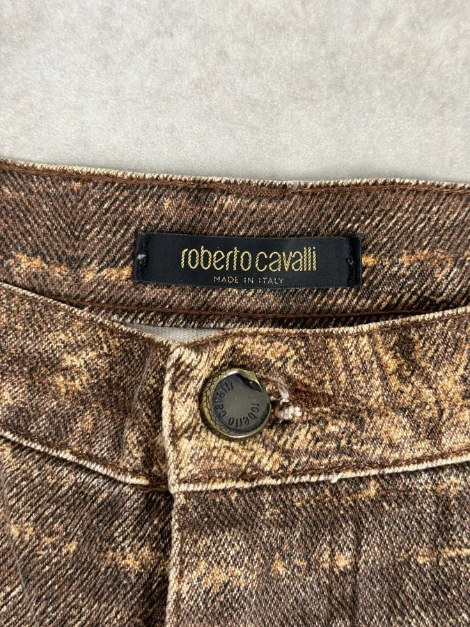 2000s Roberto Cavalli Brown Sand Eroded Flared Jeans OjEENjV 8