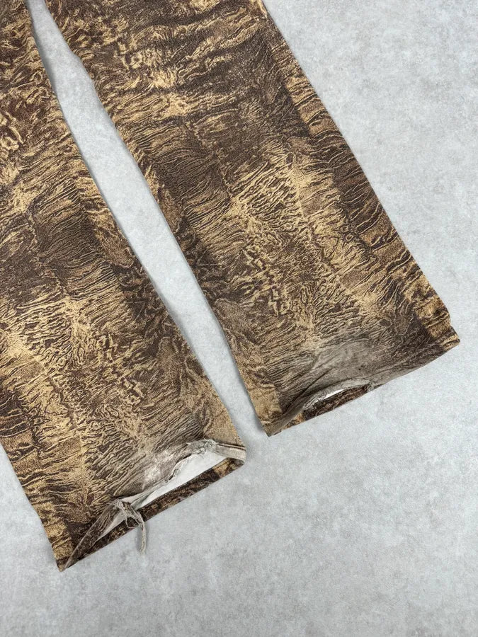 2000s Roberto Cavalli Brown Sand Eroded Flared Jeans OjEENjV 10